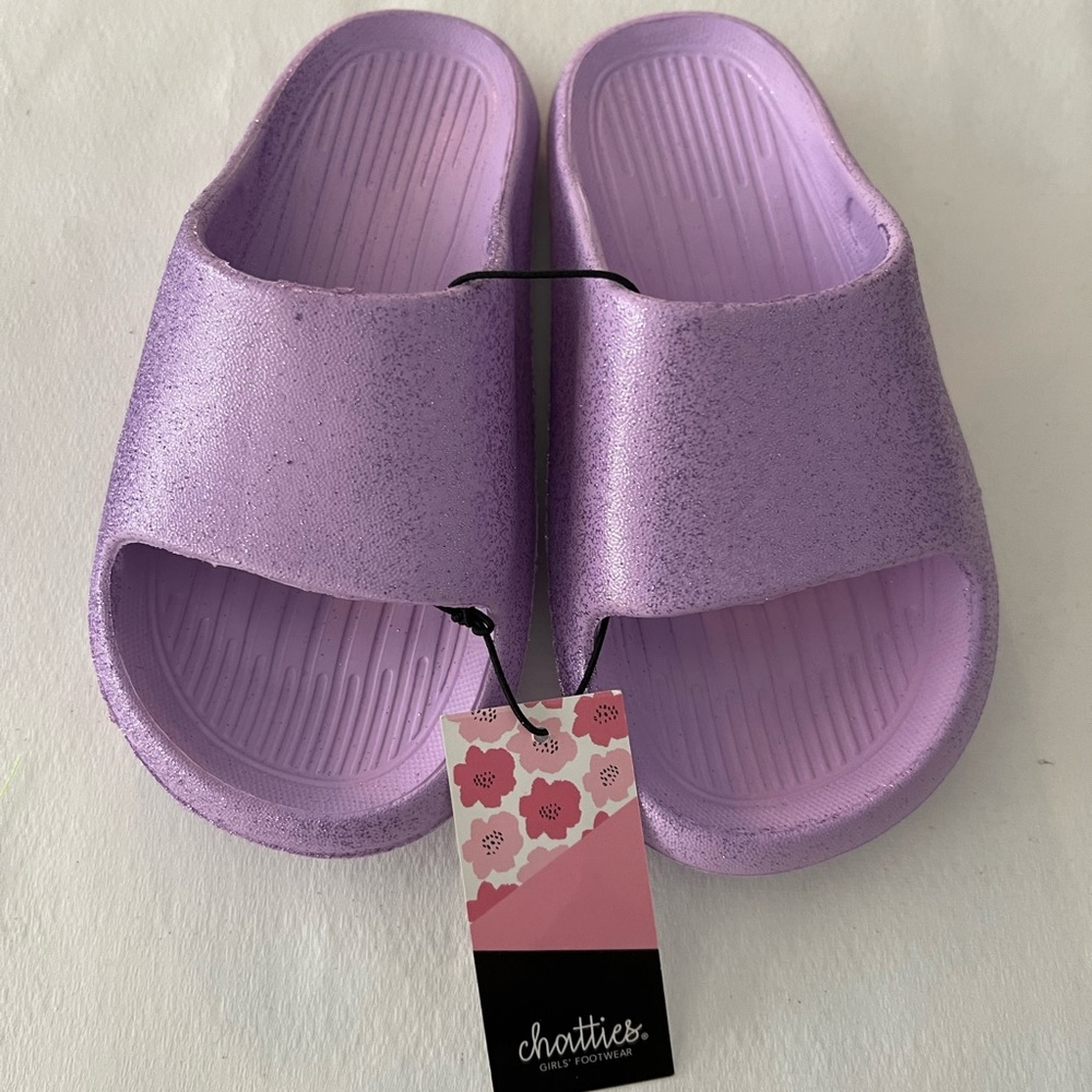 Chatties EVA Lilac glitter slide sandal - Little Kid Size 11/12 comfy slip on
